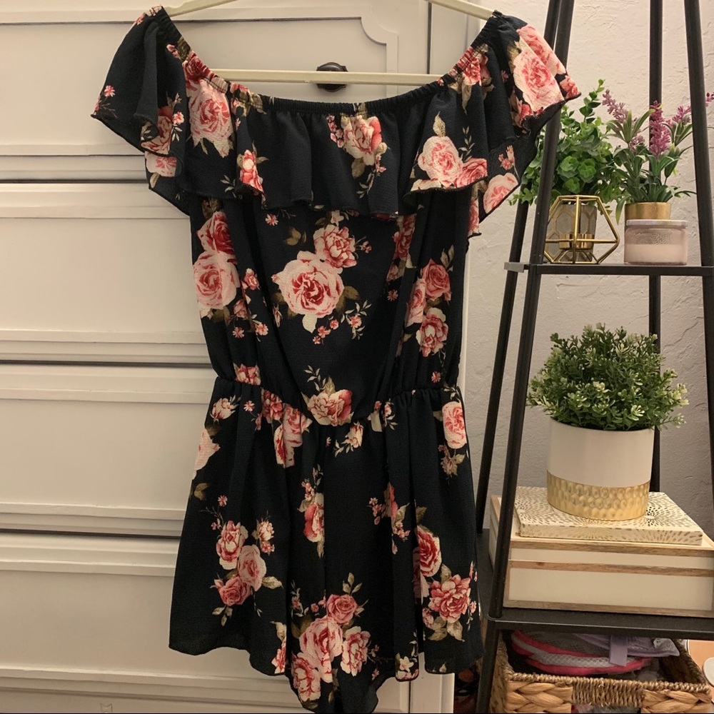 Charlotte Russe Off-the-Shoulder Floral Romper
